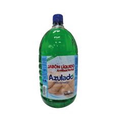 Jabón liquido antibacterial 2000 ml manzana taparrosca Azulado.