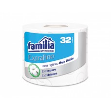 Papel higiénico convencional extrafino blanco hoja doble 32 MTS. REF.70870 Familia
