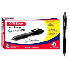 Bolígrafo Offi-Esco retráctil gel OE-044 0.7mm X12 negro 