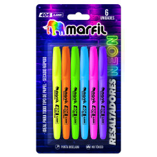 Resaltador Marfil punta delgada neón X6 MEO1406