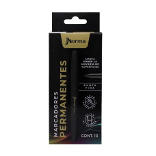 Marcadores Norma Permanentes Punta Fina X10