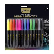 Marcadores Norma permanentes punta delgada X13