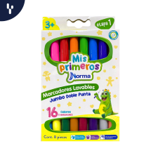 Marcadores Norma Jumbo Doble Punta X8 Lavables