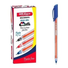 Bolígrafo azul 0.7 x 12 unidades con tapa semigel Offi-Esco