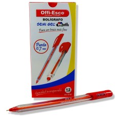 Bolígrafo Offi-Esco semigel 0.7mm X12 rojo