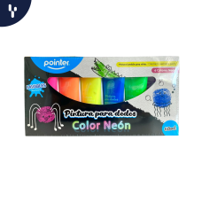 Pintura para Dedos Pointer Color Neón Lavable X6 60ml 