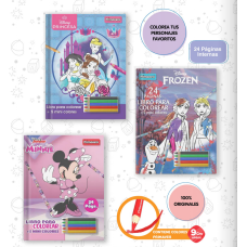 Libro para colorear niña Disney 24 páginas +5 colores 