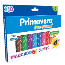 Marcadores Pre-School Jumbo Primavera x10 Trazo suave lavables
