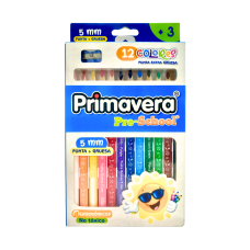 Colores Primavera Pre-School + Sacapuntas 5mm X12 Punta Extra Gruesa 