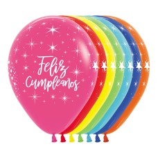 Globo látex redondo infinity Feliz Cumpleaños radiante fashion surtido Paquete X12 Sempertex