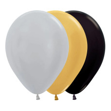 Globo látex redondo satin y metal surtido deluxe R12 X12 Sempertex