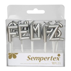 Velitas letras Feliz Cumpleaños metal plata Sempertex