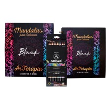 Libro Mandalas Black colores metalizados X12