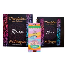 Libro Mandalas Black colores pastel X12
